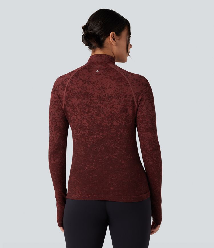 OneForm Seamless Flow Half Zip Long Sleeve Thumb Hole Workout Sports Top