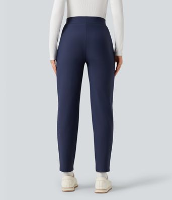 Pantalon de sport fuselé thermique en polaire, taille haute, avec poches