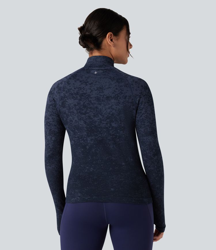 OneForm Seamless Flow Half Zip Long Sleeve Thumb Hole Workout Sports Top