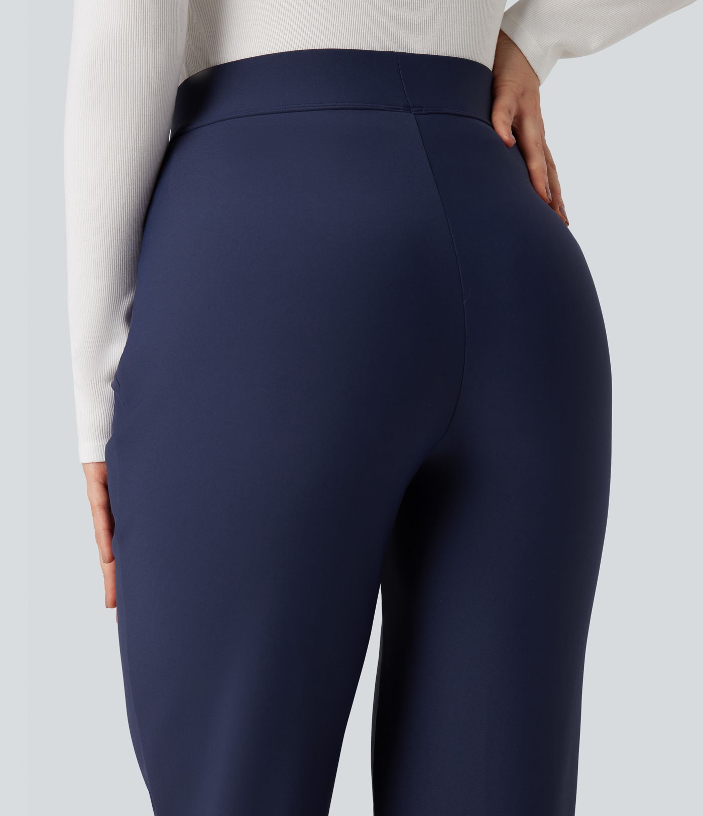 Pantalon de sport fuselé thermique en polaire, taille haute, avec poches