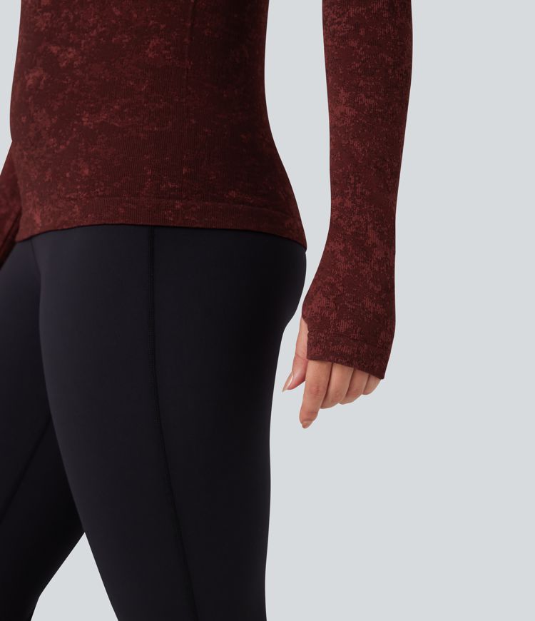 OneForm Seamless Flow Half Zip Long Sleeve Thumb Hole Workout Sports Top