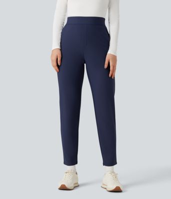 Pantalon de sport fuselé thermique en polaire, taille haute, avec poches