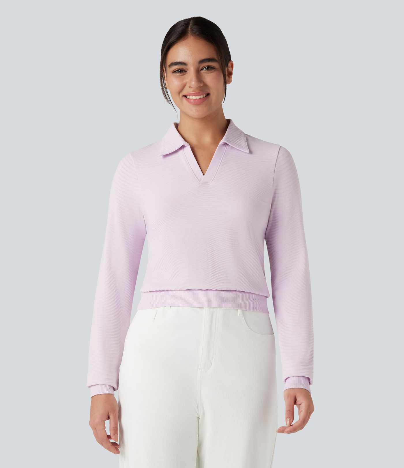 OneForm Seamless Flow Polo Long Sleeve Casual Sports Top OneForm Seamless Flow Polo Long Sleeve Casual Sports Top
