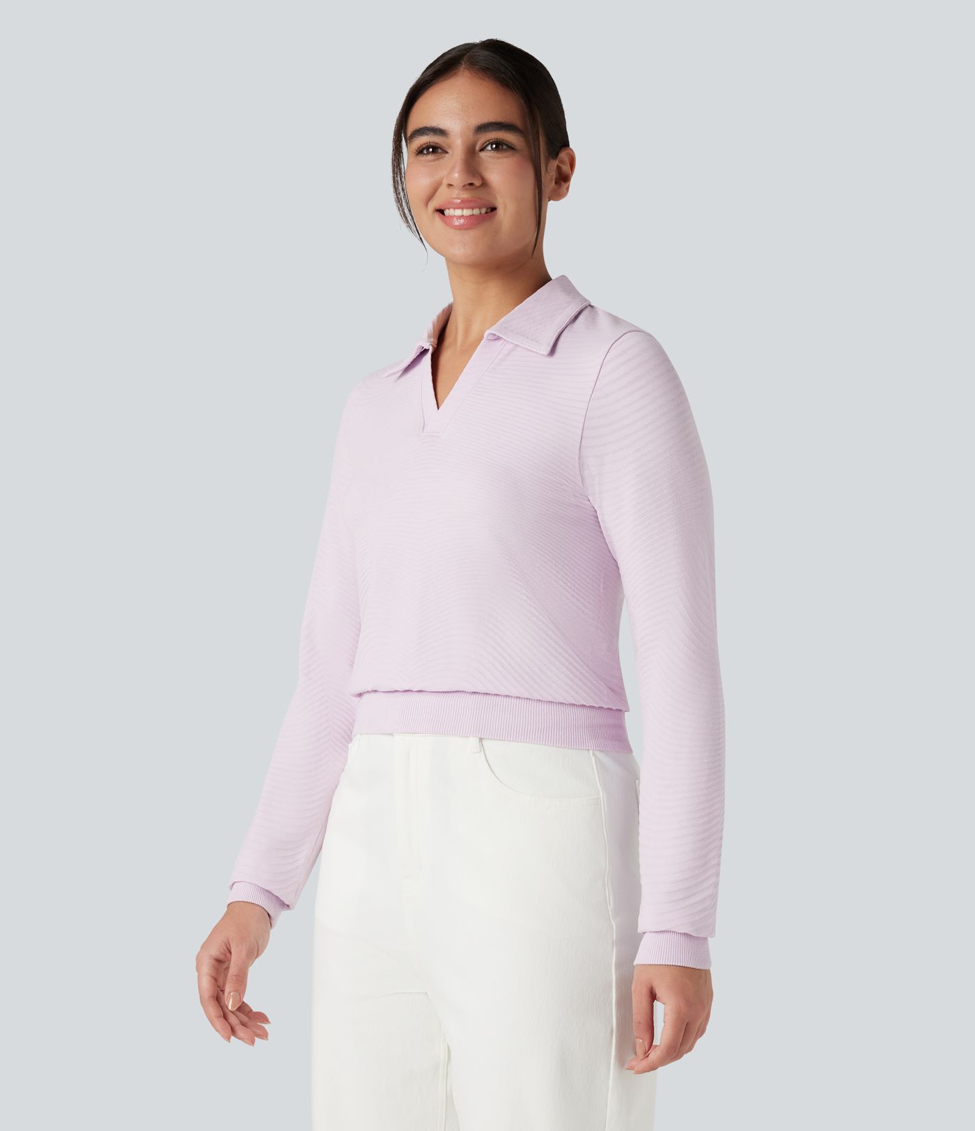 OneForm Seamless Flow Polo Long Sleeve Casual Sports Top OneForm Seamless Flow Polo Long Sleeve Casual Sports Top