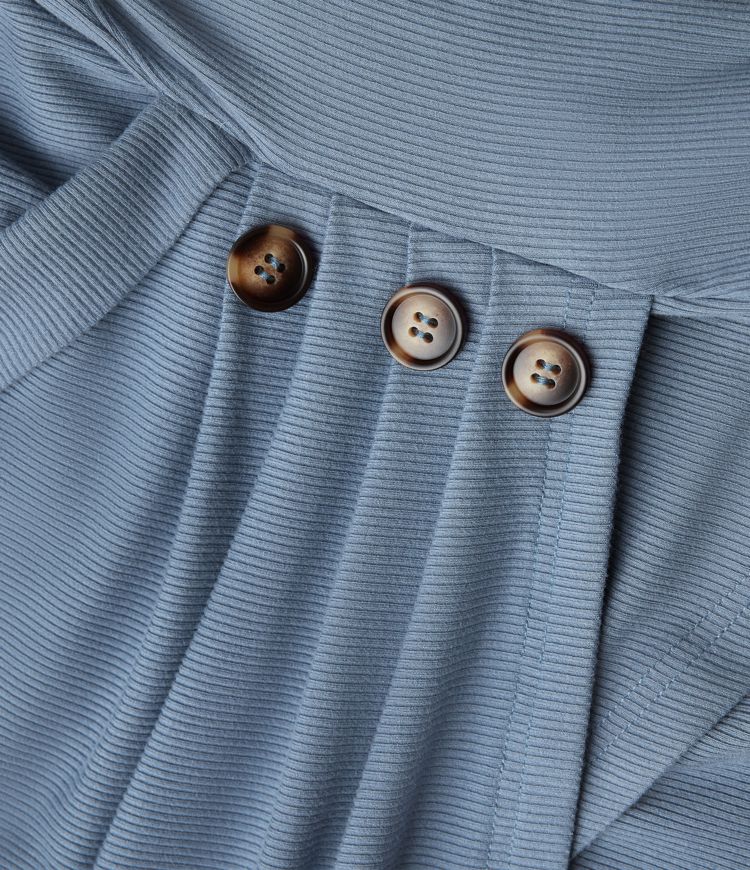 Ribbed Knit V-neck Crossover Long Sleeve Work Top