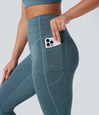 Halara UltraSculpt™ Heathered High Waisted Tummy Control Quick Dry Yoga Leggings with Pockets
