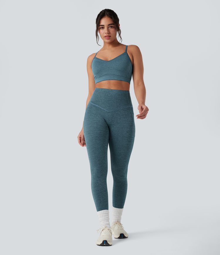 Halara UltraSculpt™ Heathered High Waisted Tummy Control Quick Dry Yoga Leggings with Pockets