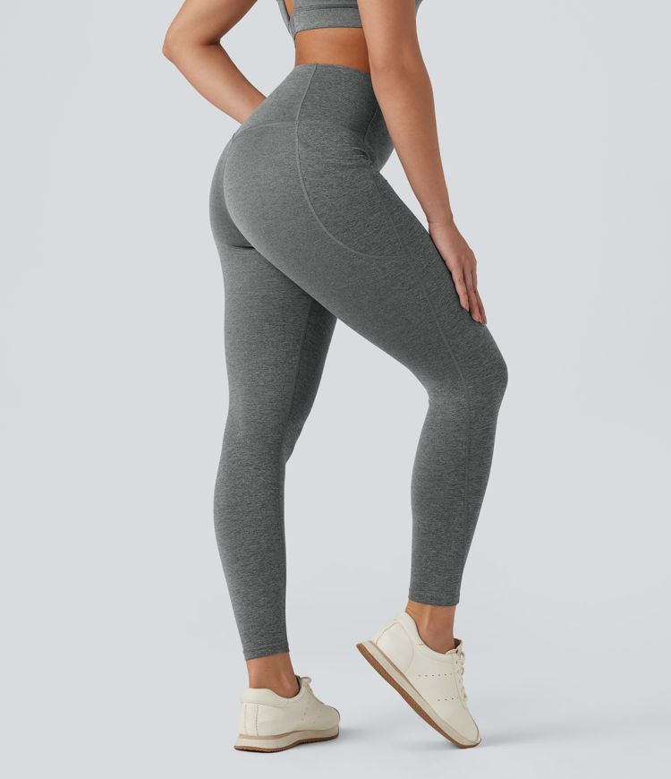 Halara UltraSculpt™ Heathered SoCinched High Waisted Tummy Control Quick Dry Yoga Leggings with Pockets