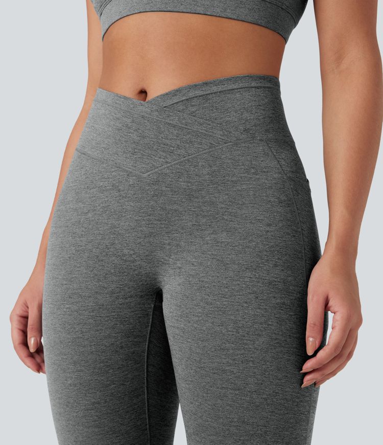 Legging yoga Halara UltraSculpt™ chiné croisé séchage rapide taille haute avec poches