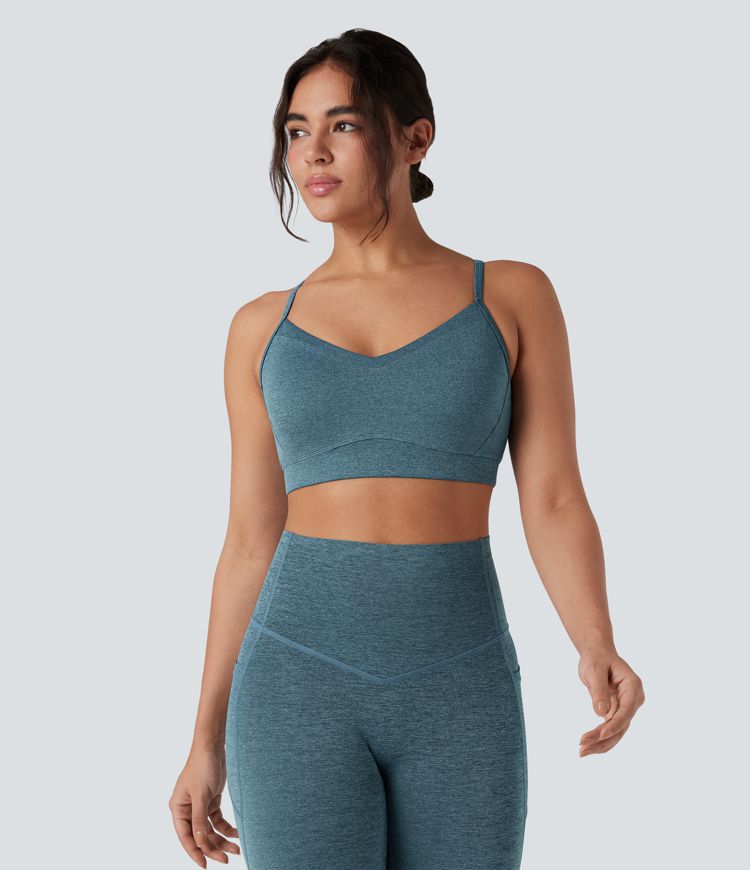 Halara UltraSculpt™ Heathered Low Support Cut Out Quick Dry Yoga Sports Bra