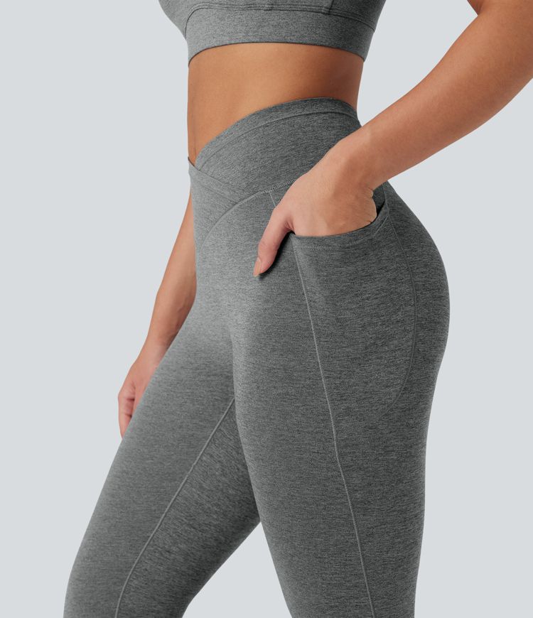 Legging yoga Halara UltraSculpt™ chiné croisé séchage rapide taille haute avec poches