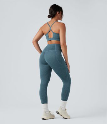 Halara UltraSculpt™ Heathered Low Support Cut Out Quick Dry Yoga Sports Bra