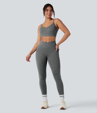 Halara UltraSculpt™ leggings de yoga chinois à taille haute, à ceinture croisée, à séchage rapide, avec poches