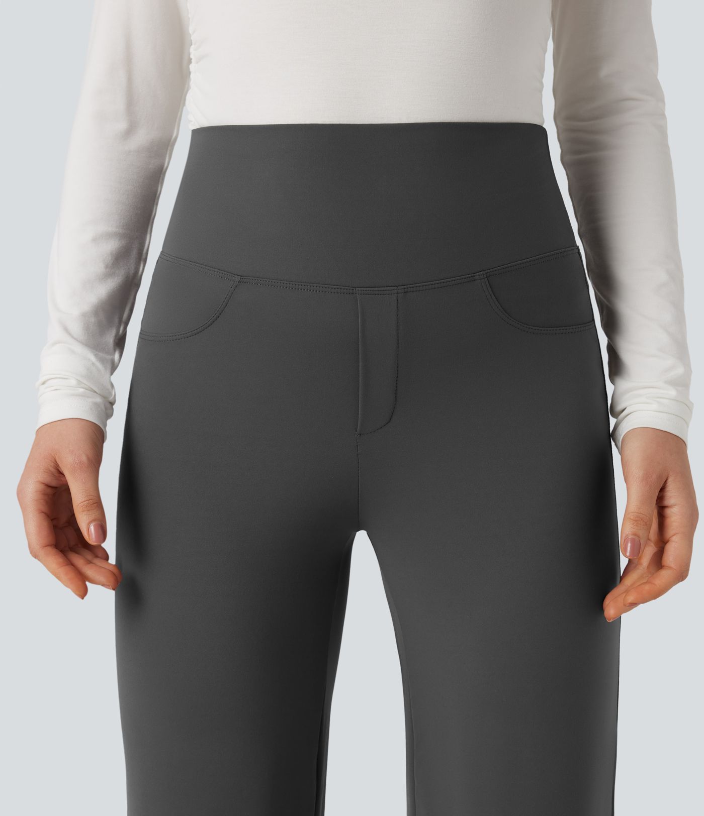 Halara UltraSculpt™ - Arbeitshose mit hohem Bund, Seitentaschen, Bauchkontrolle und geradem Bein