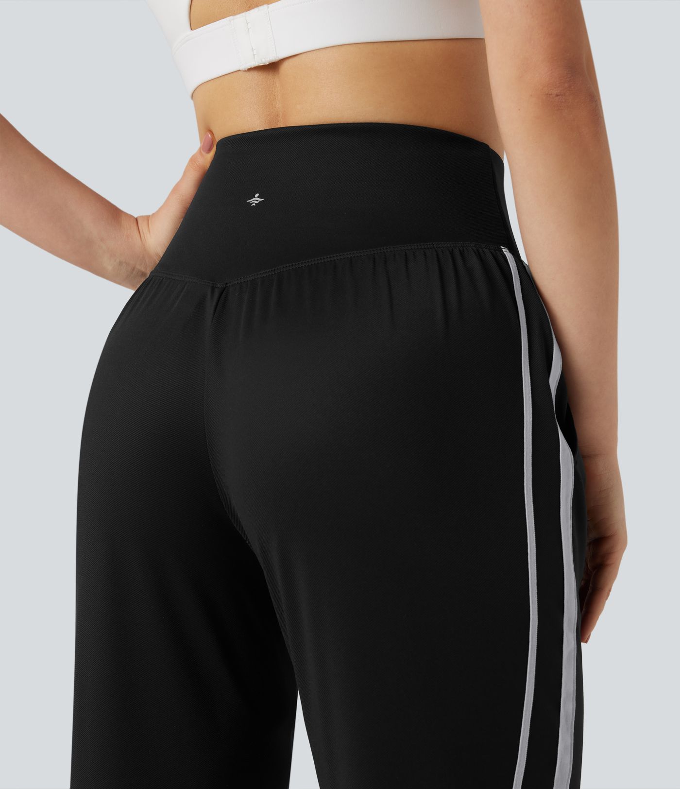 High Waisted Tummy Control Color Block Quick Dry Trackpants Running Joggers with Pockets-UPF40+