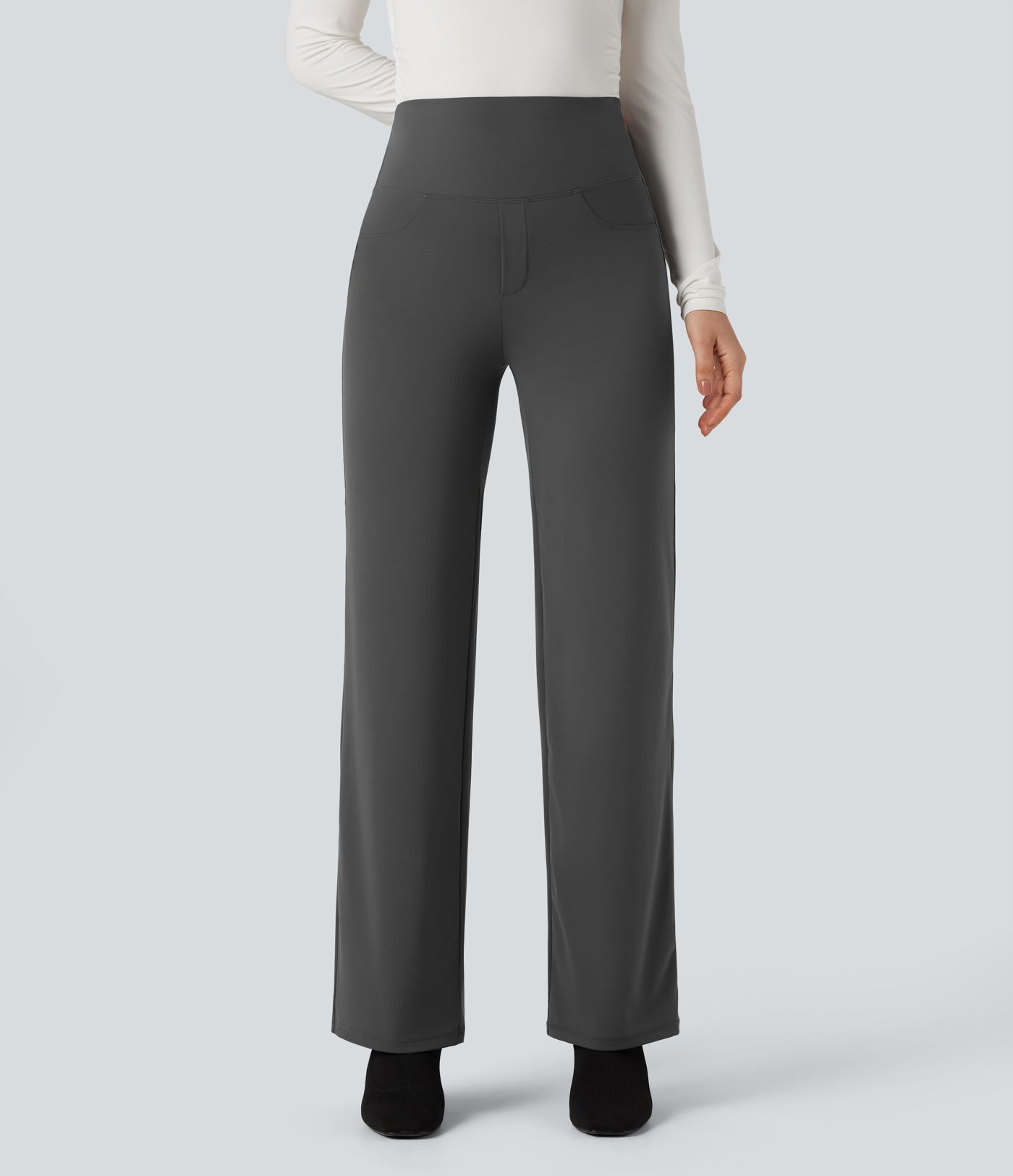 Halara UltraSculpt™ - Arbeitshose mit hohem Bund, Seitentaschen, Bauchkontrolle und geradem Bein