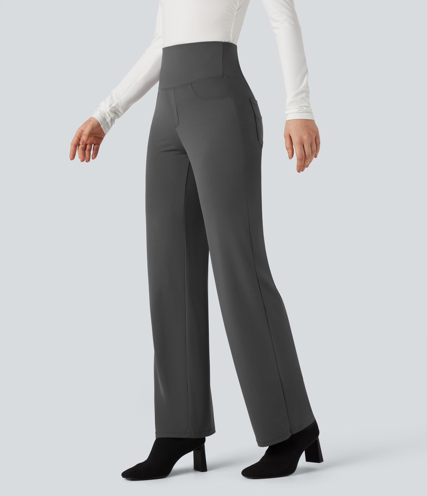 Halara UltraSculpt™ - Arbeitshose mit hohem Bund, Seitentaschen, Bauchkontrolle und geradem Bein