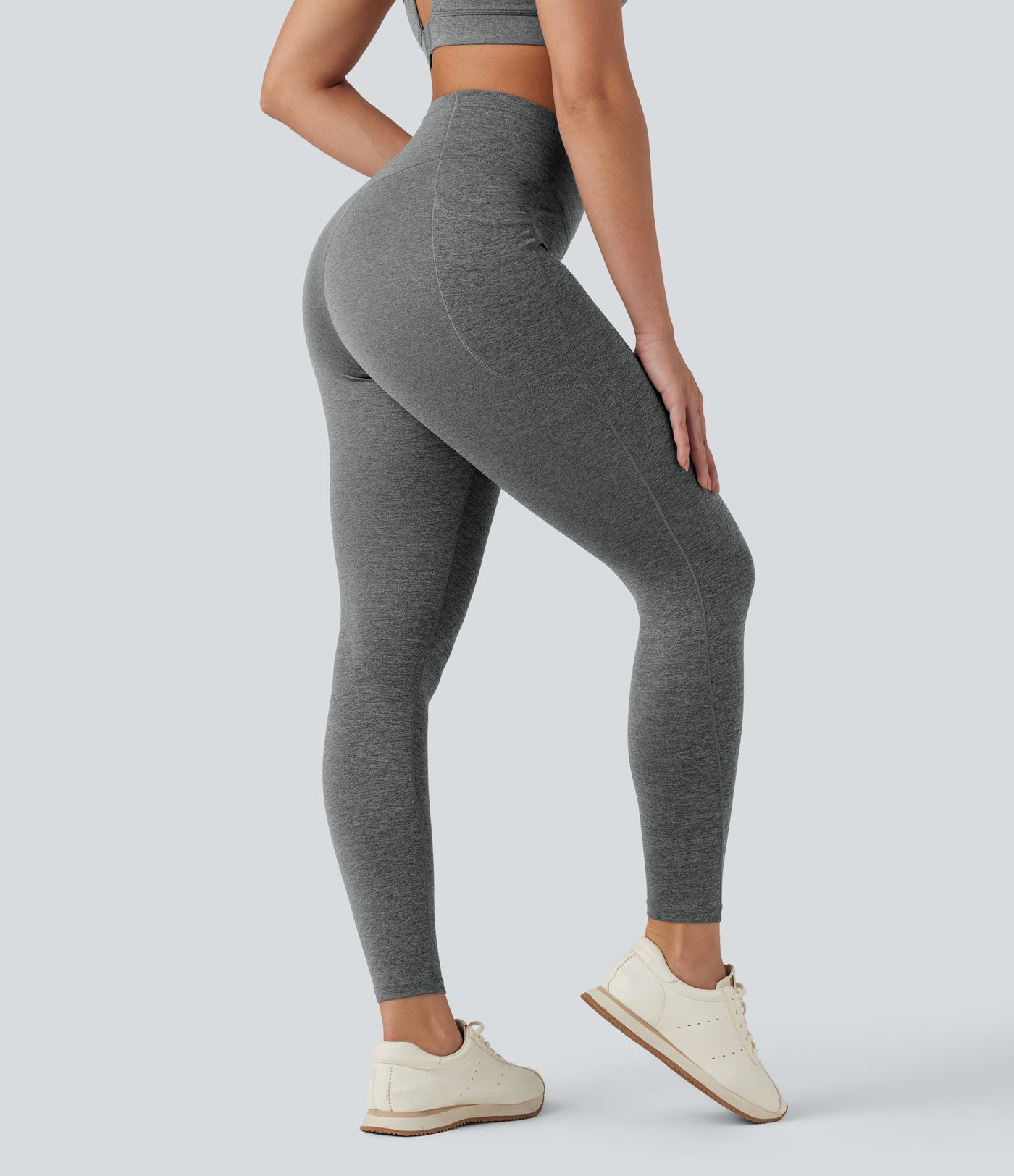 Halara UltraSculpt™ leggings de yoga chinois à taille haute, à ceinture croisée, à séchage rapide, avec poches