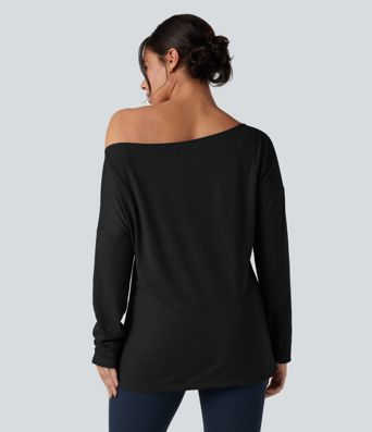 Top de sport col échancré manches longues