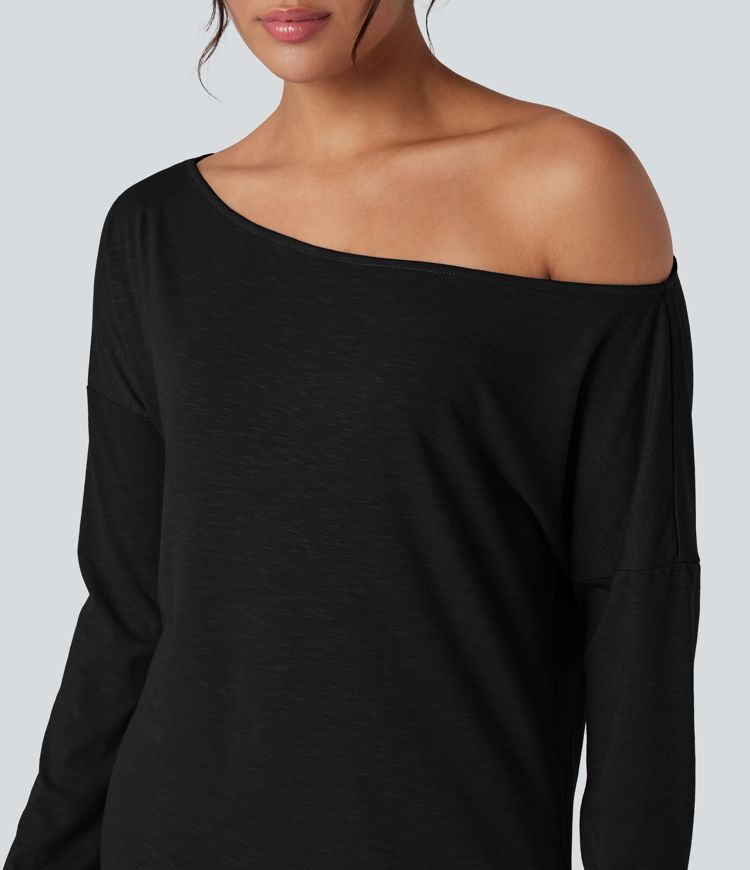 Top de sport col échancré manches longues