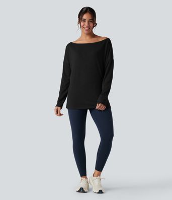 Top de sport col échancré manches longues