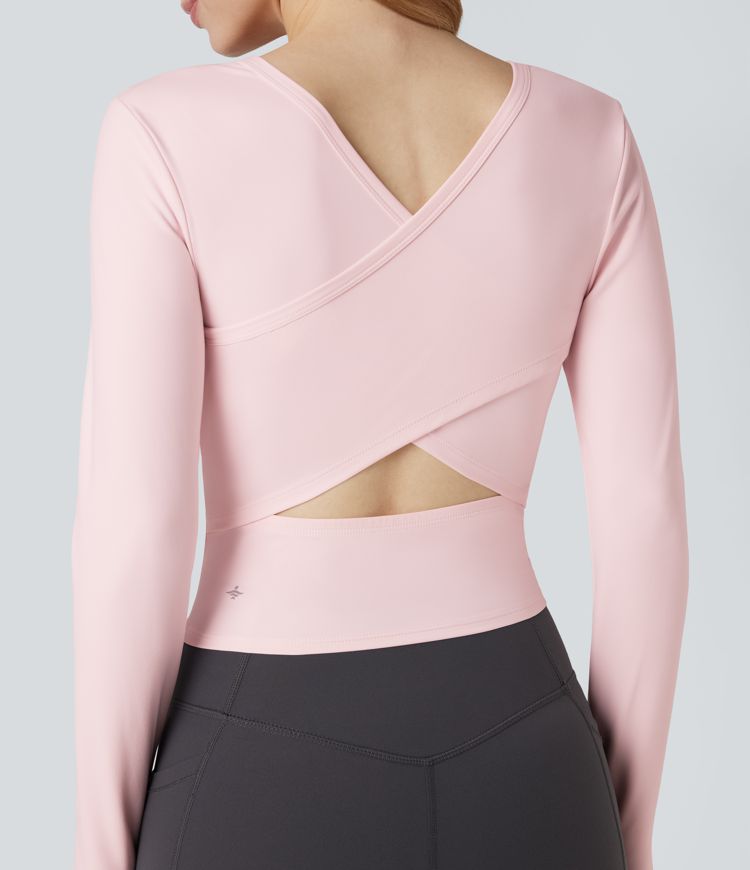 SoftlyZero™ Plush Round Neck Long Sleeve Cut Out Yoga Sports Top