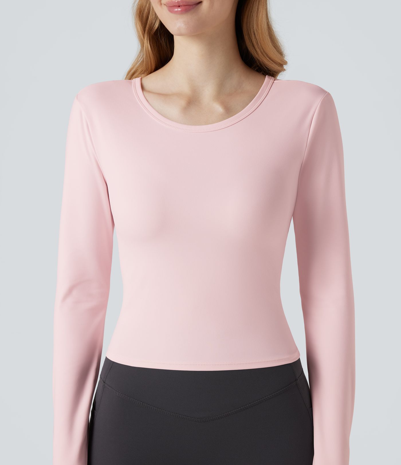 SoftlyZero™ Plush Round Neck Long Sleeve Cut Out Yoga Sports Top