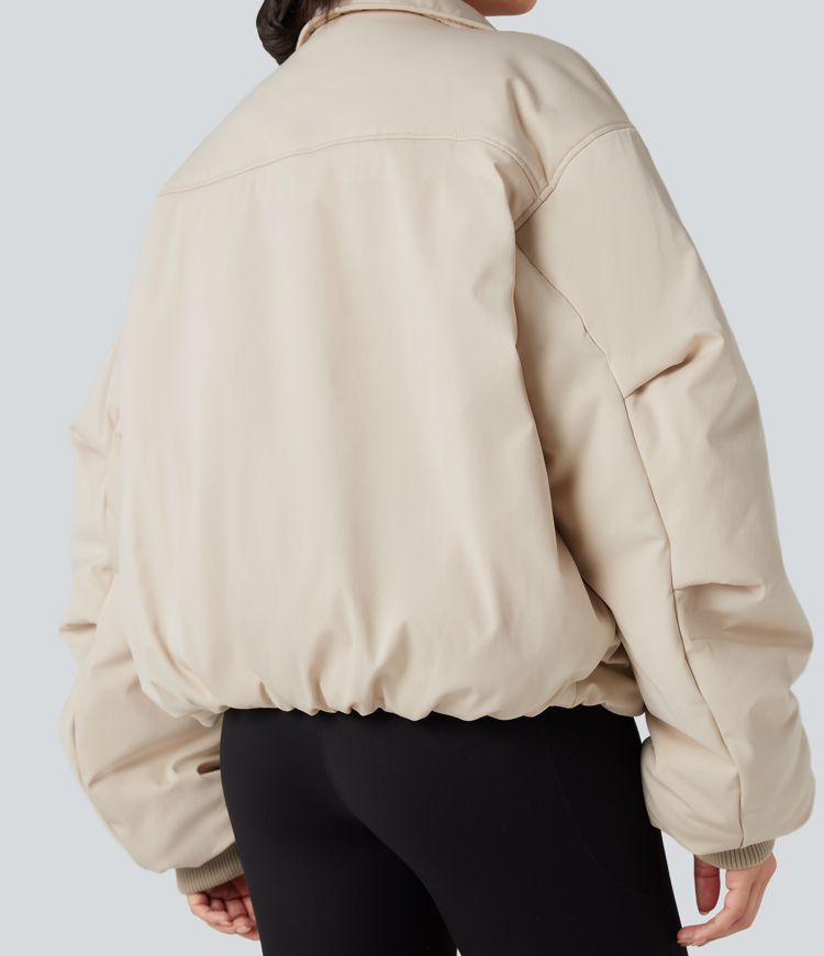 Veste matelassée col montant fermeture éclair manches longues avec poches