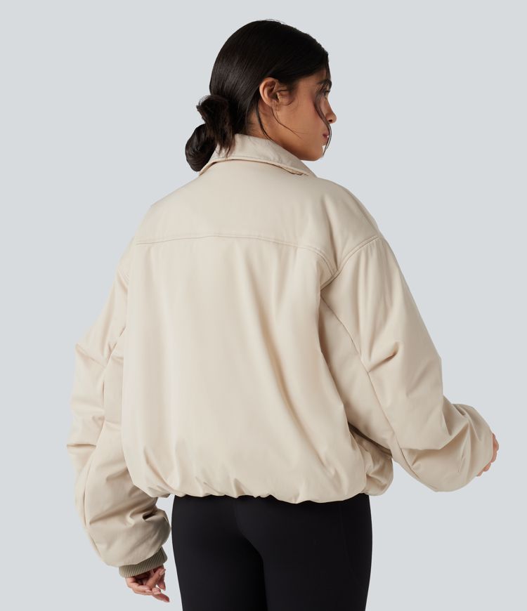 Veste matelassée col montant fermeture éclair manches longues avec poches