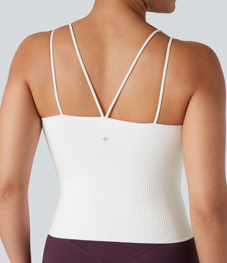 OneForm Seamless Flow U-Neck Double Straps Built-in Bra Running Cami-Longer Length