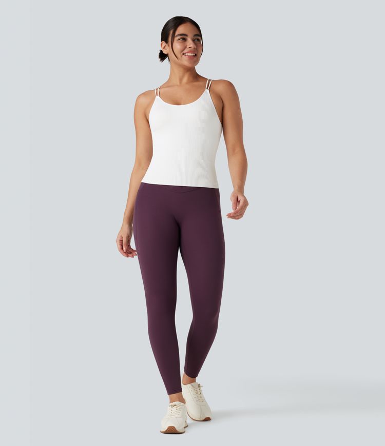 OneForm Seamless Flow U-Neck Double Straps Built-in Bra Running Cami-Longer Length
