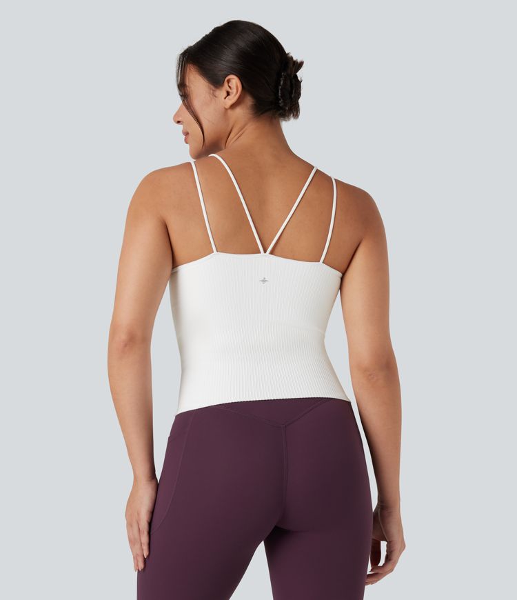 OneForm Seamless Flow U-Neck Double Straps Built-in Bra Running Cami-Longer Length