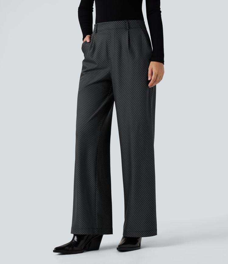 Halara Flex™ High Waisted Straight Leg Stripe Suit Work Pants with Pockets