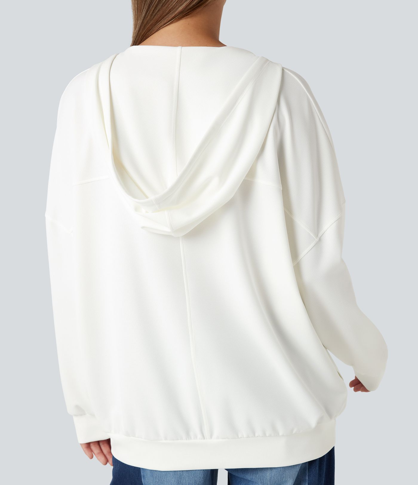 Hooded V-neck Long Sleeve Relaxed Casual Sweatshirt with Pockets