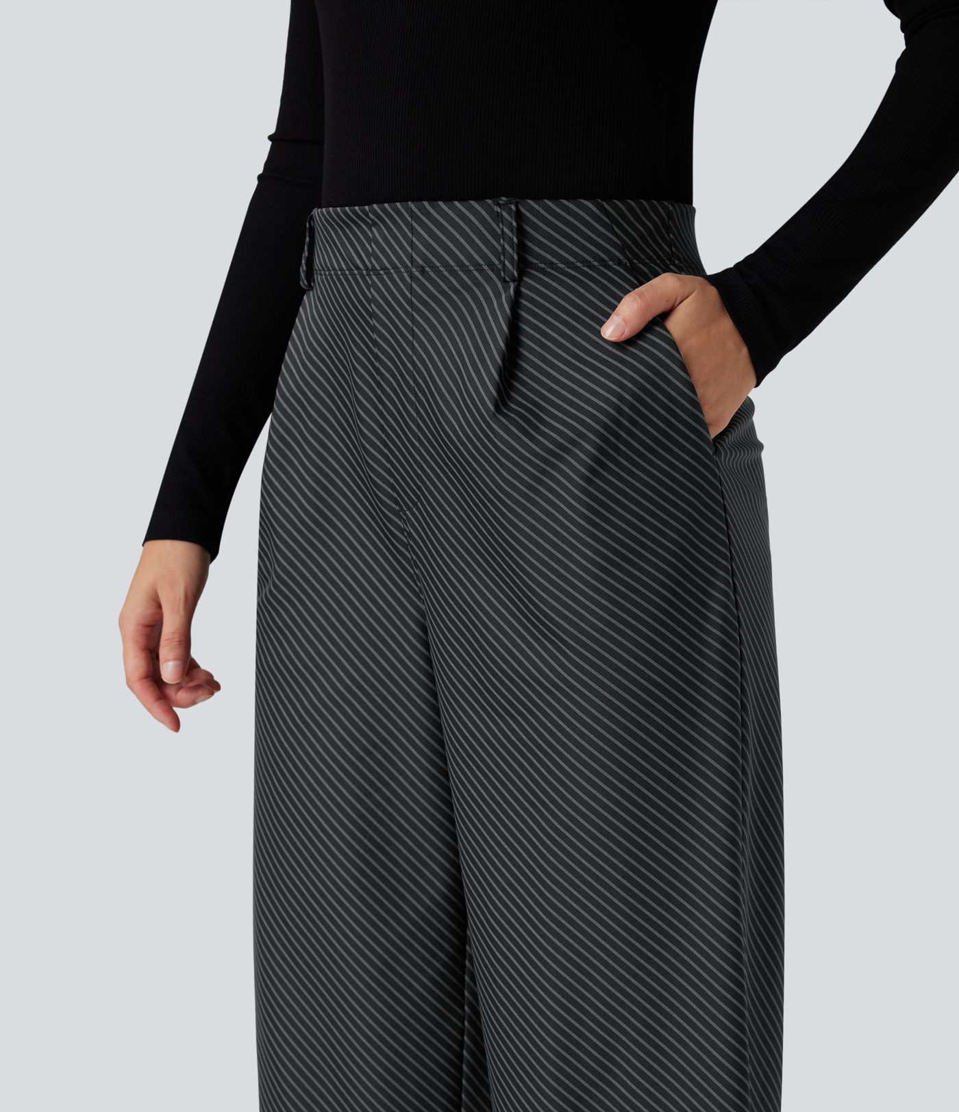 Halara Flex™ High Waisted Straight Leg Stripe Suit Work Pants with Pockets