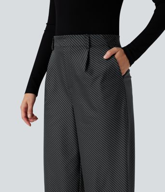 Halara Flex™ High Waisted Straight Leg Stripe Suit Work Pants with Pockets