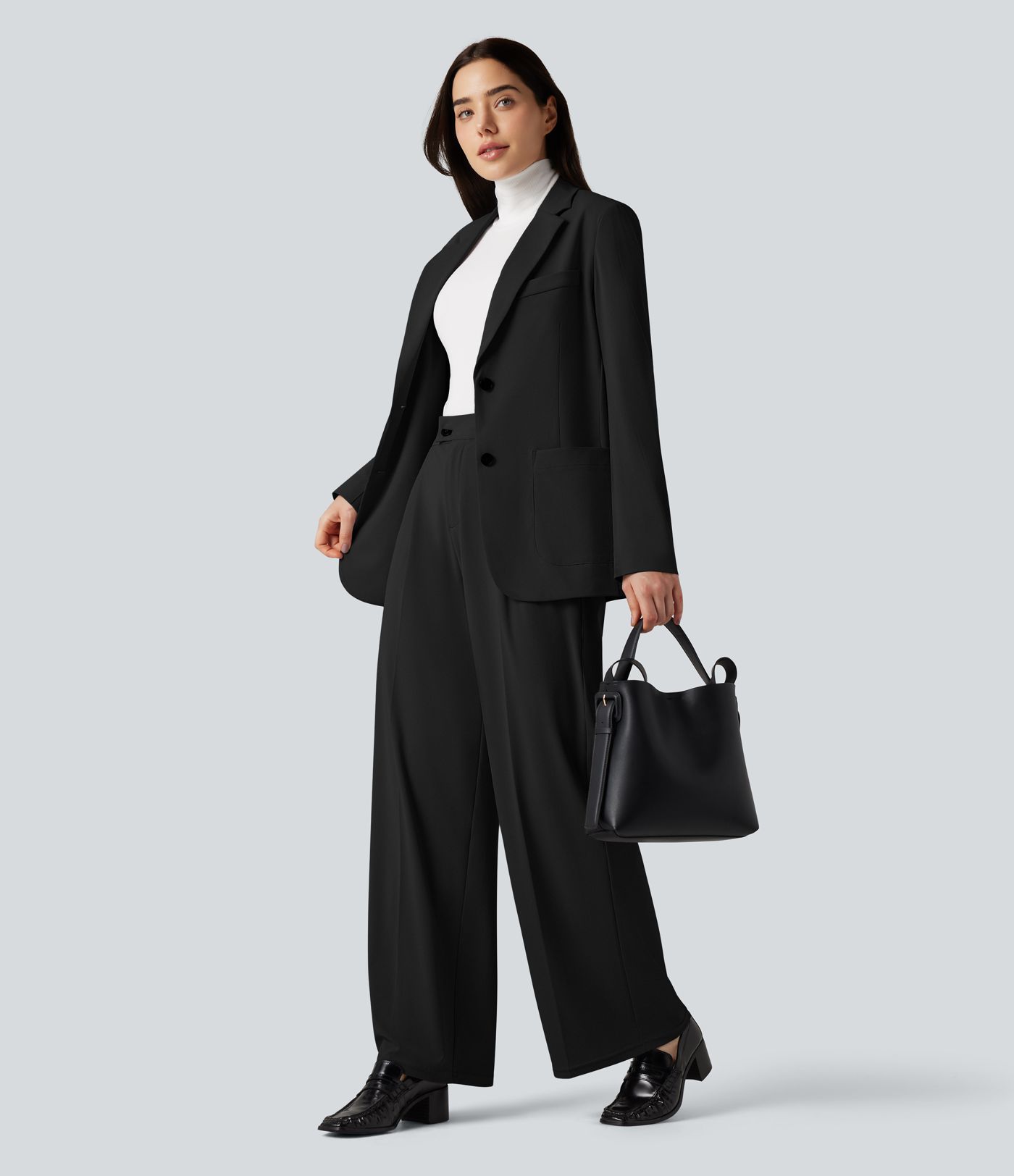 Strapazierfähiger Business-Blazer mit Revers, langen Ärmeln und Taschen