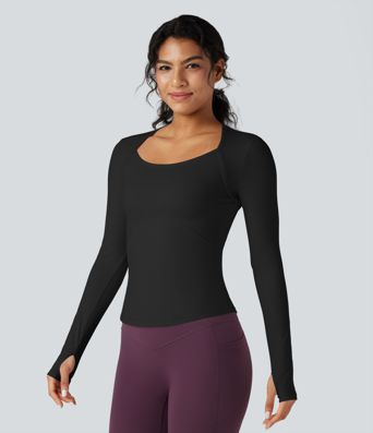 SoftlyZero™ Plush Long Sleeve Thumb Hole Yoga Sports Top