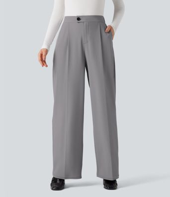 Halara Flex™ Suit Wrinkle-resistant High Waisted Wide Leg Work Pants with Pockets