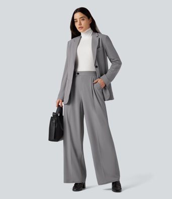 Halara Flex™ Suit Wrinkle-resistant High Waisted Wide Leg Work Pants with Pockets