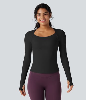 SoftlyZero™ Plush Long Sleeve Thumb Hole Yoga Sports Top