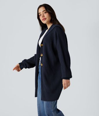 Lapel Long Sleeve Casual Cardigan with Pockets