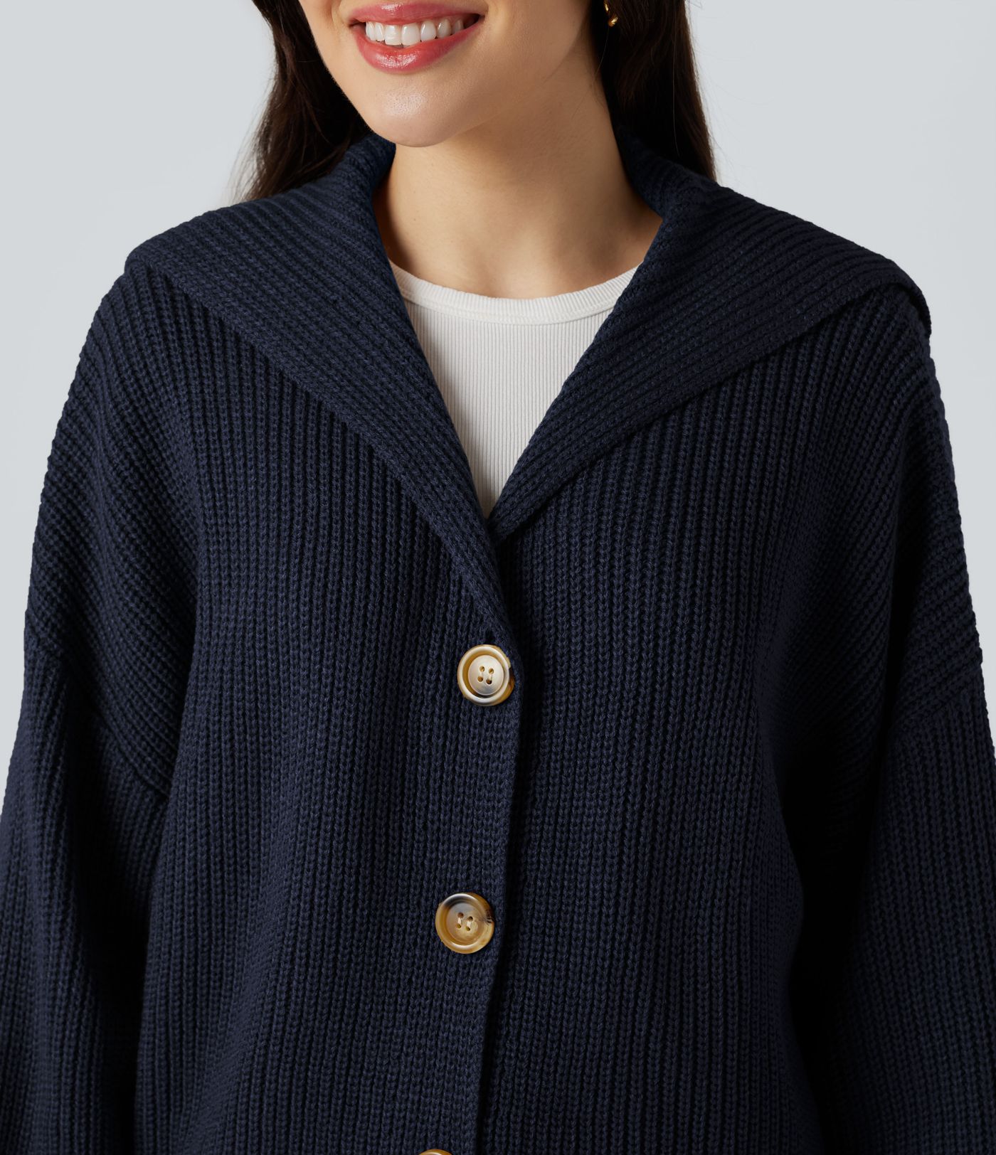 Lapel Long Sleeve Casual Cardigan with Pockets