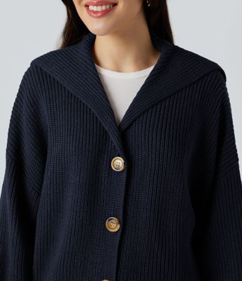 Lapel Long Sleeve Casual Cardigan with Pockets