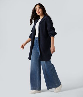 Lapel Long Sleeve Casual Cardigan with Pockets