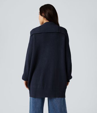 Lapel Long Sleeve Casual Cardigan with Pockets