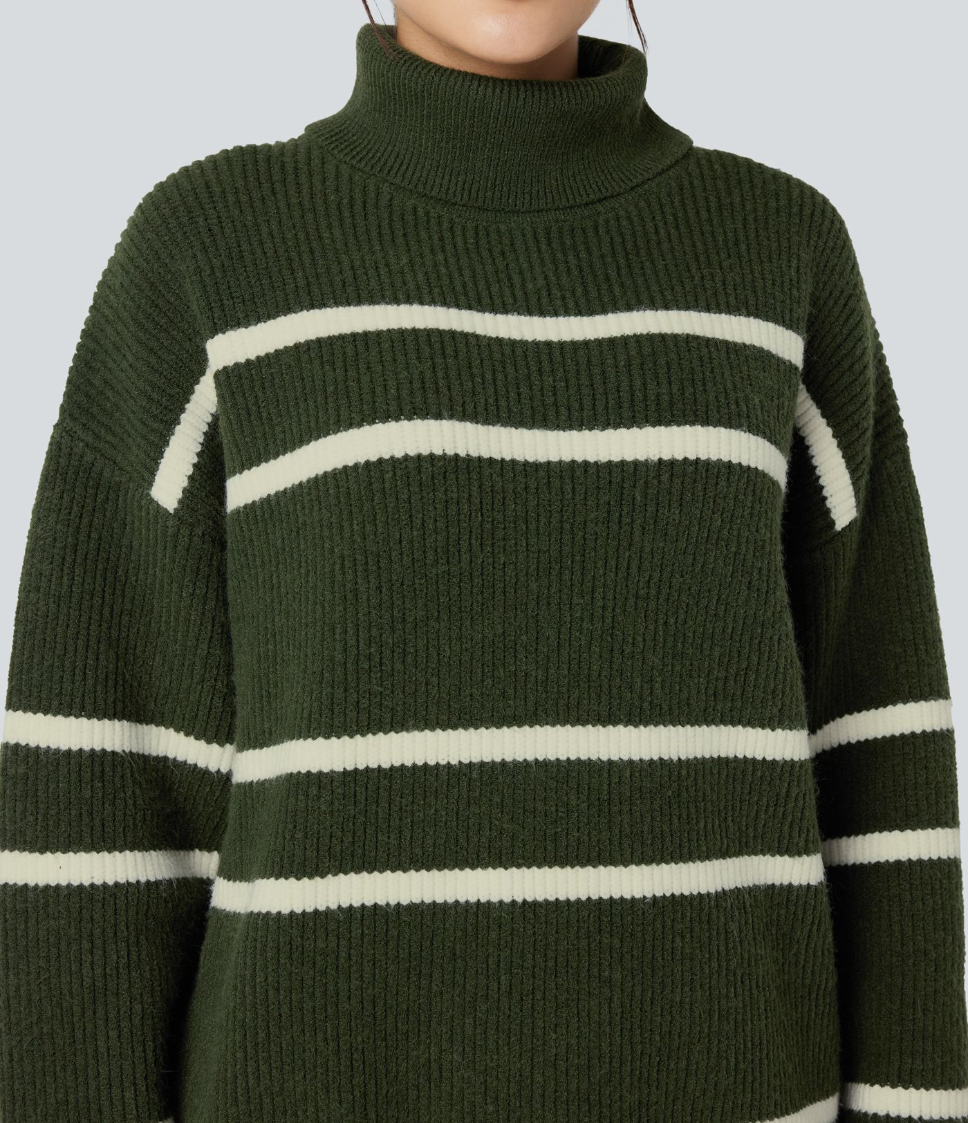 High Neck Long Sleeve Color Block Casual Sweater