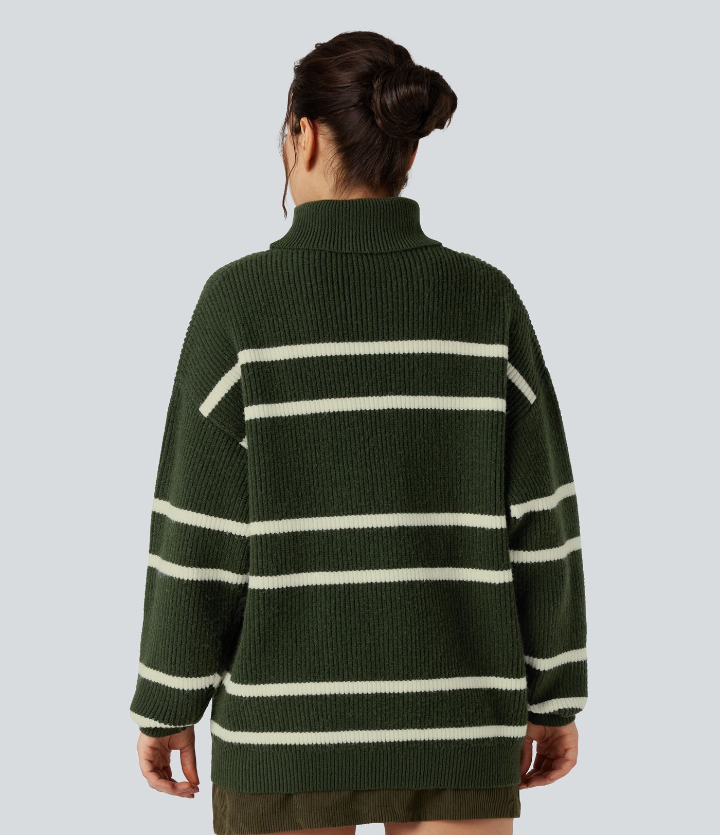 High Neck Long Sleeve Color Block Casual Sweater