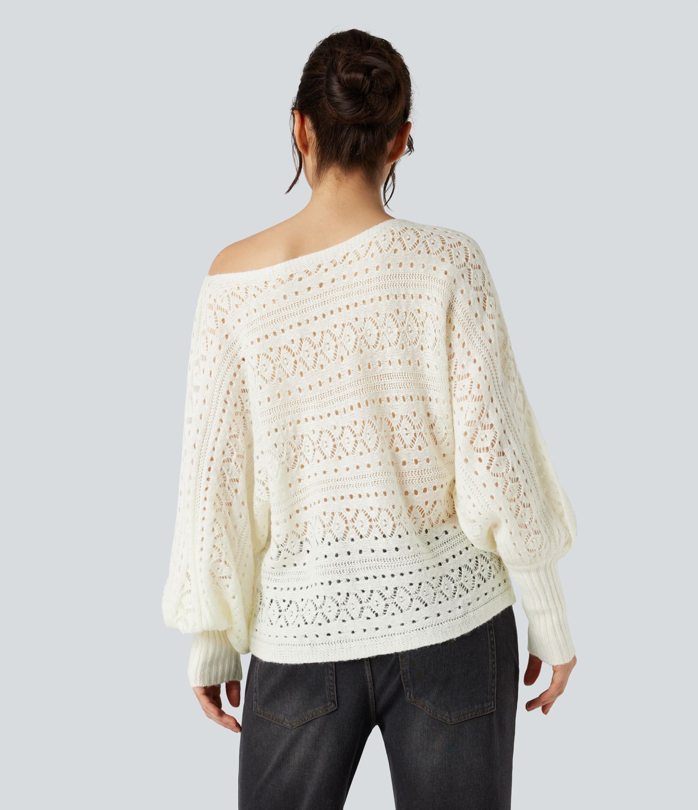 Freizeitpullover mit Rundhalsausschnitt und langen Fledermausärmeln