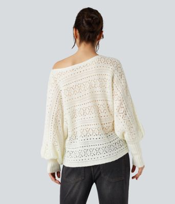 Freizeitpullover mit Rundhalsausschnitt und langen Fledermausärmeln